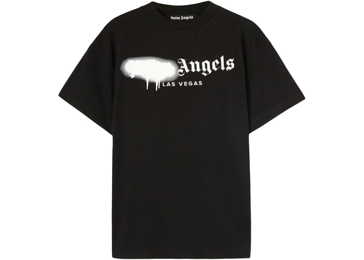 Palm Angels White Sprayed Black T-shirt